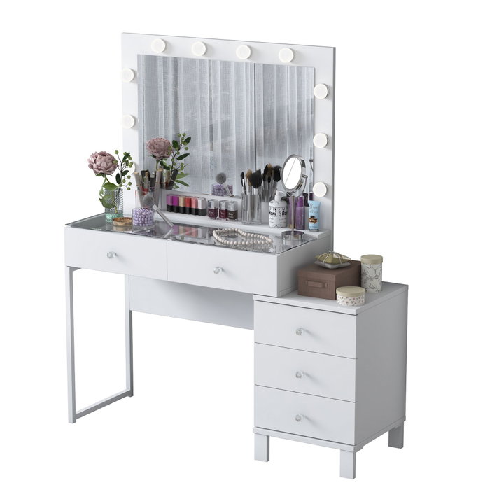 Hanah Home Mesa de Maquillaje Blanca con 10 Focos